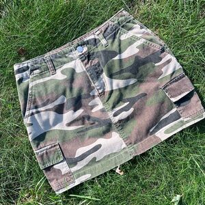Camo Denim Mini Skirt